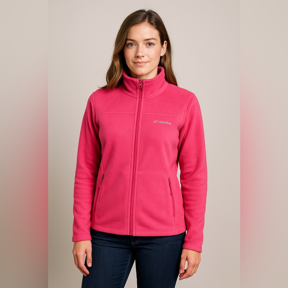 Columbia Women’s Pink Fleece Full Zip Jacket L – Style